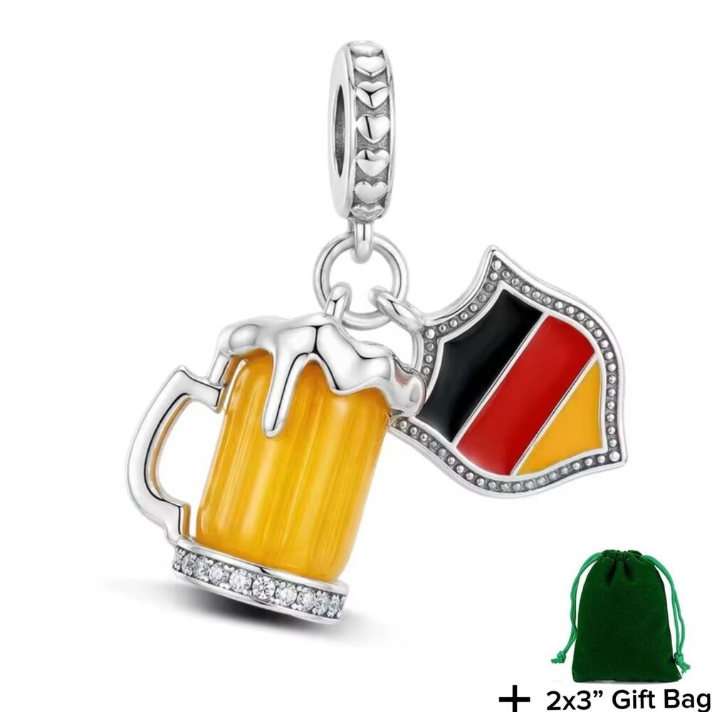 Germany Beer Dangle Charm | 925 Silver | Brand New